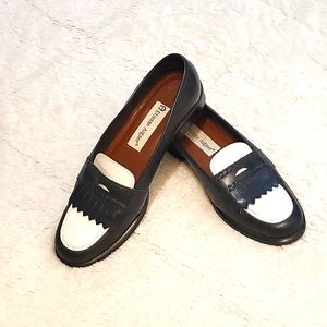Leather navy and white loafers